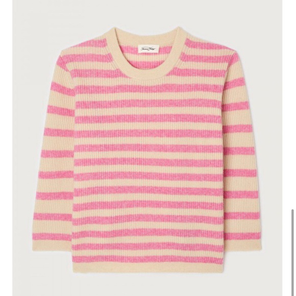 American Vintage Women's jumper Raxow Striped Knit in Pink and Cream - Picture 4 of 10